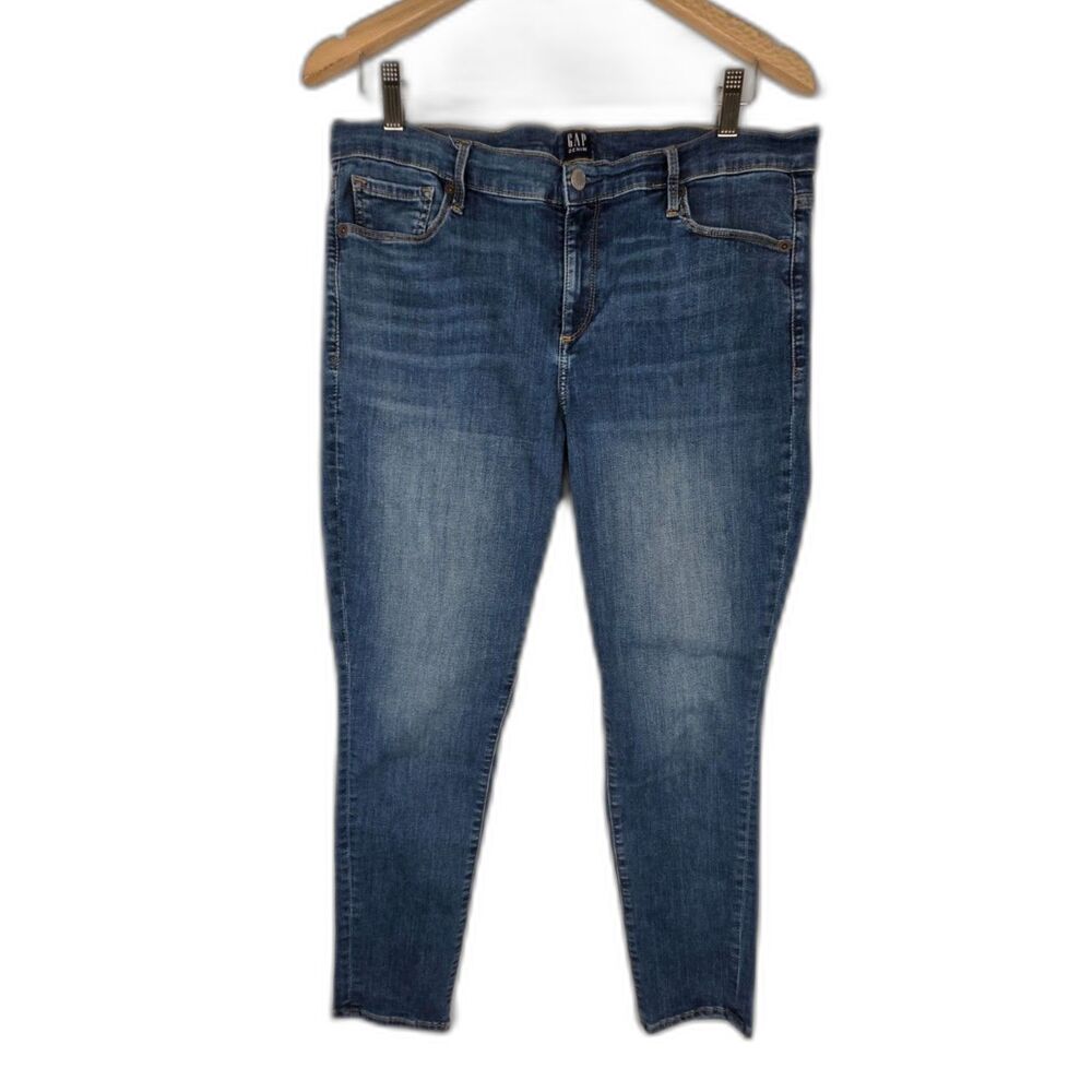 Gap True Skinny Denim Jeans 14/32 32/32 Medium Blue Wash Basics Preppy Stretchy